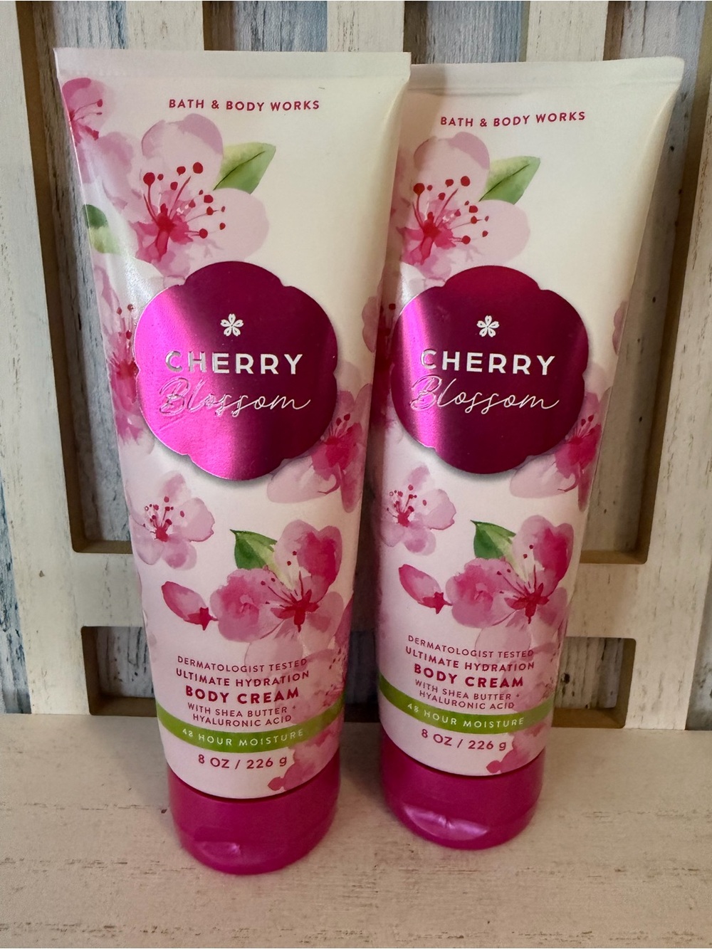Bath & Body Works CHERRY BLOSSOM 8oz Ultimate Hydration Body Cream Set Lot X2